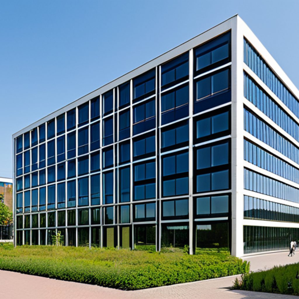 The Edge, Amsterdam - Sustainable Office**
"The Edge office building in Amsterdam, exterior view, modern architecture, solar panels integrated into the facade, lush green landscaping surrounding the building, daytime, clear sky, professional photograph, perfect anatomy, correct proportions, natural pose, fully clothed, appropriate content, safe for work, professional, modest, family-friendly, high resolution, realistic."
**