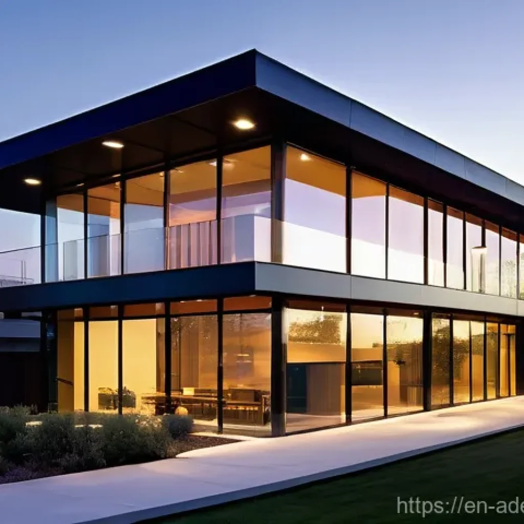 에너지 포지티브 건축의 기술적 진보 - **Image Prompt: "A striking, ultra-modern residential building showcasing seamless integration of ad...