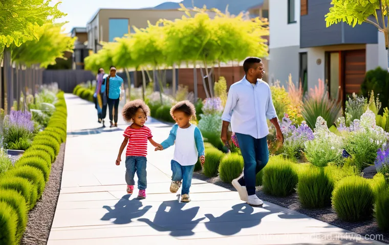 에너지 포지티브 건축의 기초 교육 프로그램 - **Prompt:** A vibrant, sun-drenched, energy-positive residential neighborhood, showcasing a variety ...