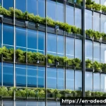에너지 포지티브 건축을 위한 연구 개발 동향 - A futuristic urban energy-positive building facade featuring sleek bifacial solar panels integrated ...