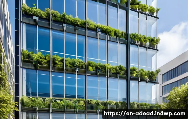에너지 포지티브 건축을 위한 연구 개발 동향 - A futuristic urban energy-positive building facade featuring sleek bifacial solar panels integrated ...